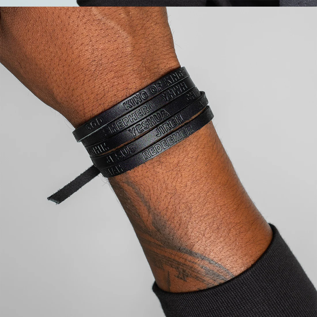 Soft Grain Leather WristPack - Names of God (Black) - Image 4