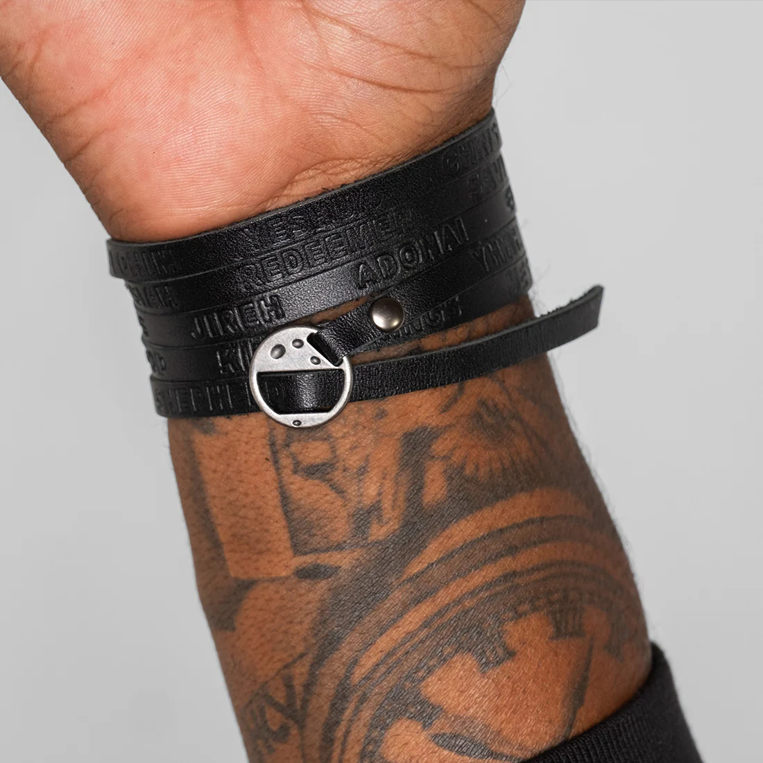 Soft Grain Leather WristPack - Names of God (Black) - Image 5