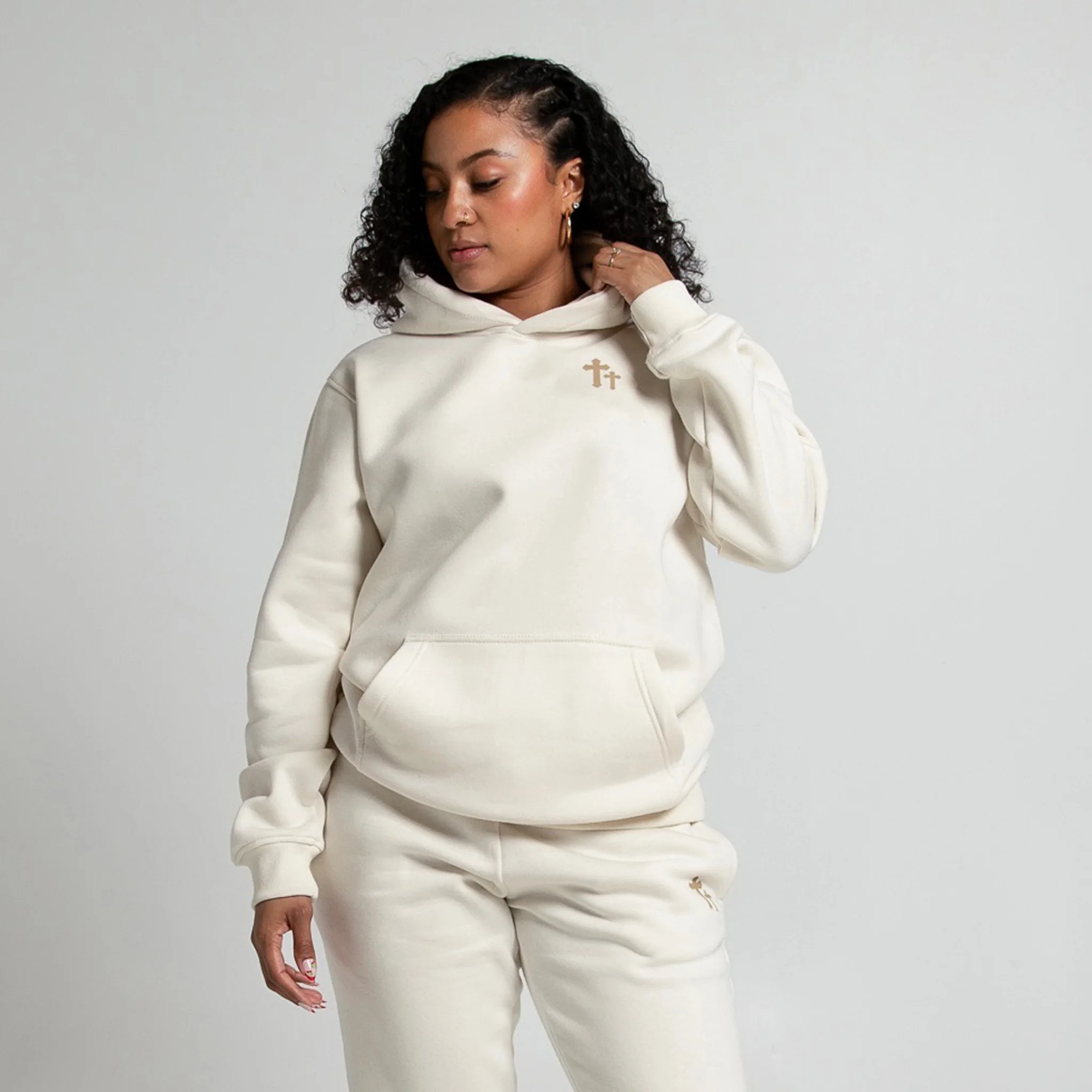 Carry My Cross Hoodie Basic- Cream - Image 5