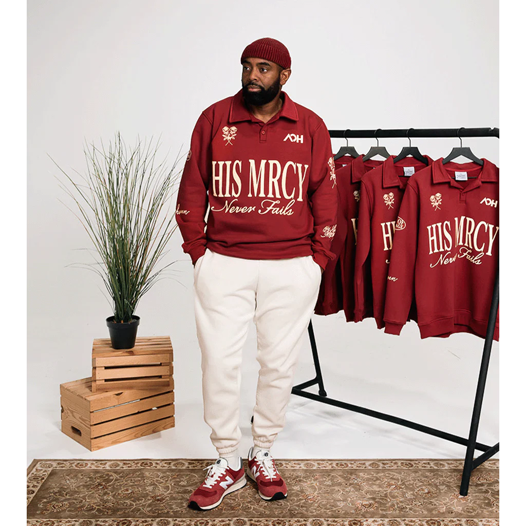 His MRCY Never Fails Collared Pullover - Image 3