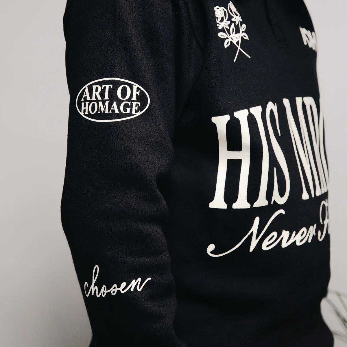 His MRCY Never Fails Collared Pullover-Black - Image 6