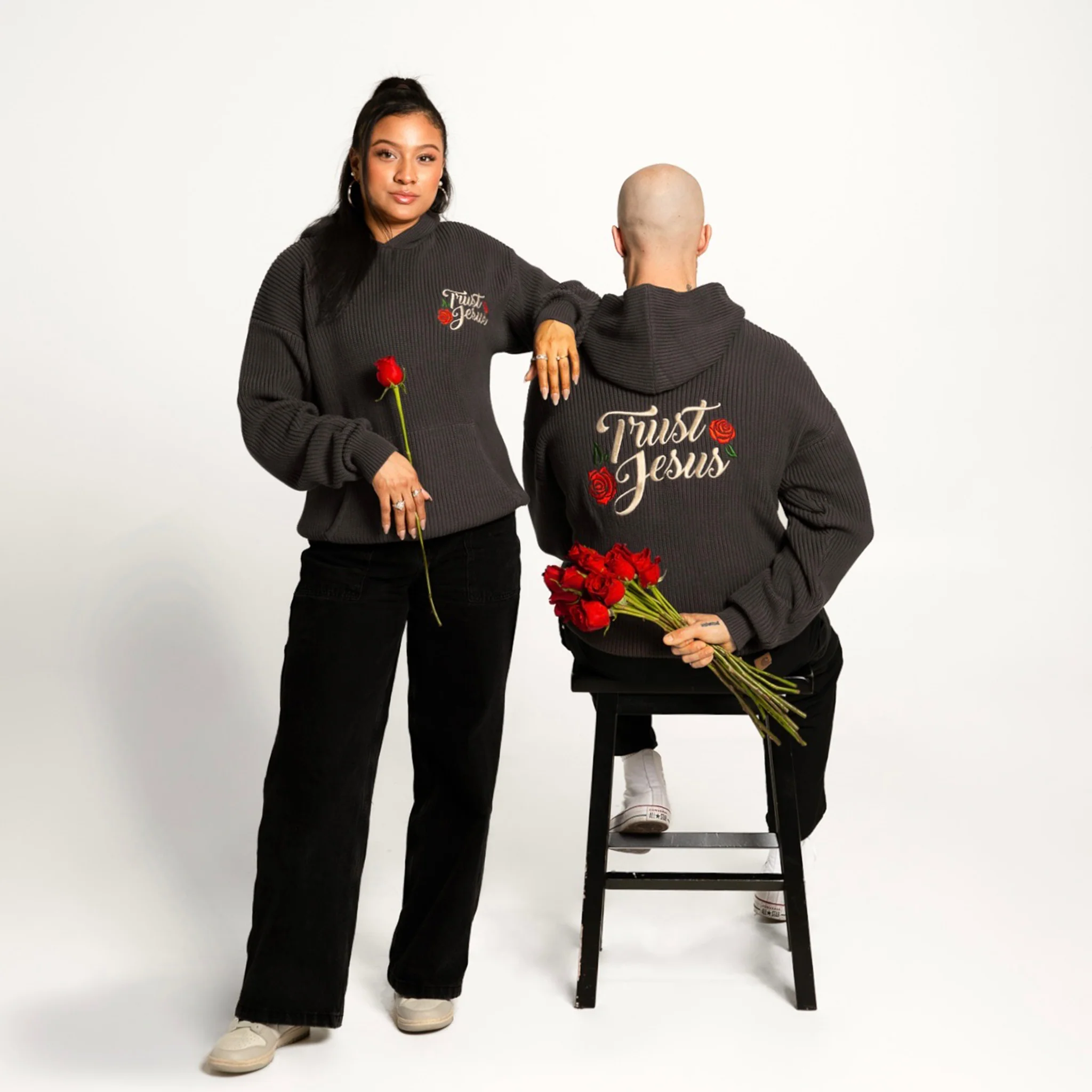 Chunky Knit Trust Jesus Hoodie - Image 3